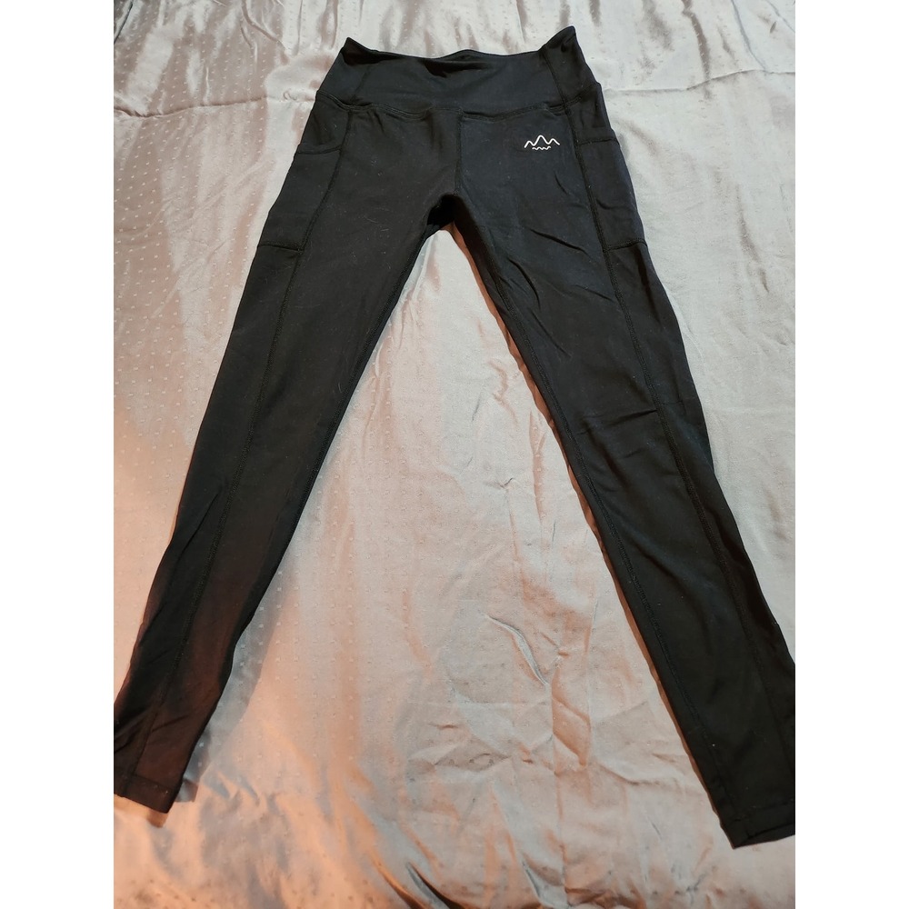 Ghostfit Womens Black High Waisted Athletic Leggings Side Pockets Size XS Yoga